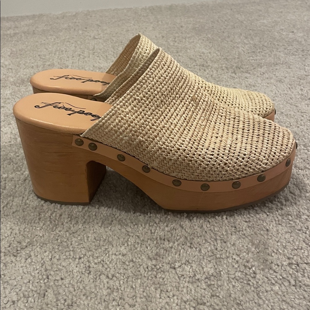 Free People Natural Woven Leather Clog Mules - Picture 4 of 8